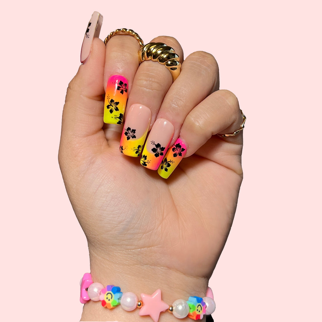 Tropical night out | Little Nails Custom Press on Nails