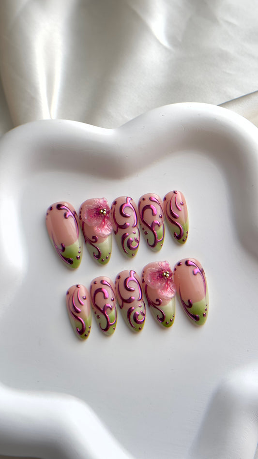 Garden Fairy Queen Nail Set |  Little Nails Custom Press on Nails
