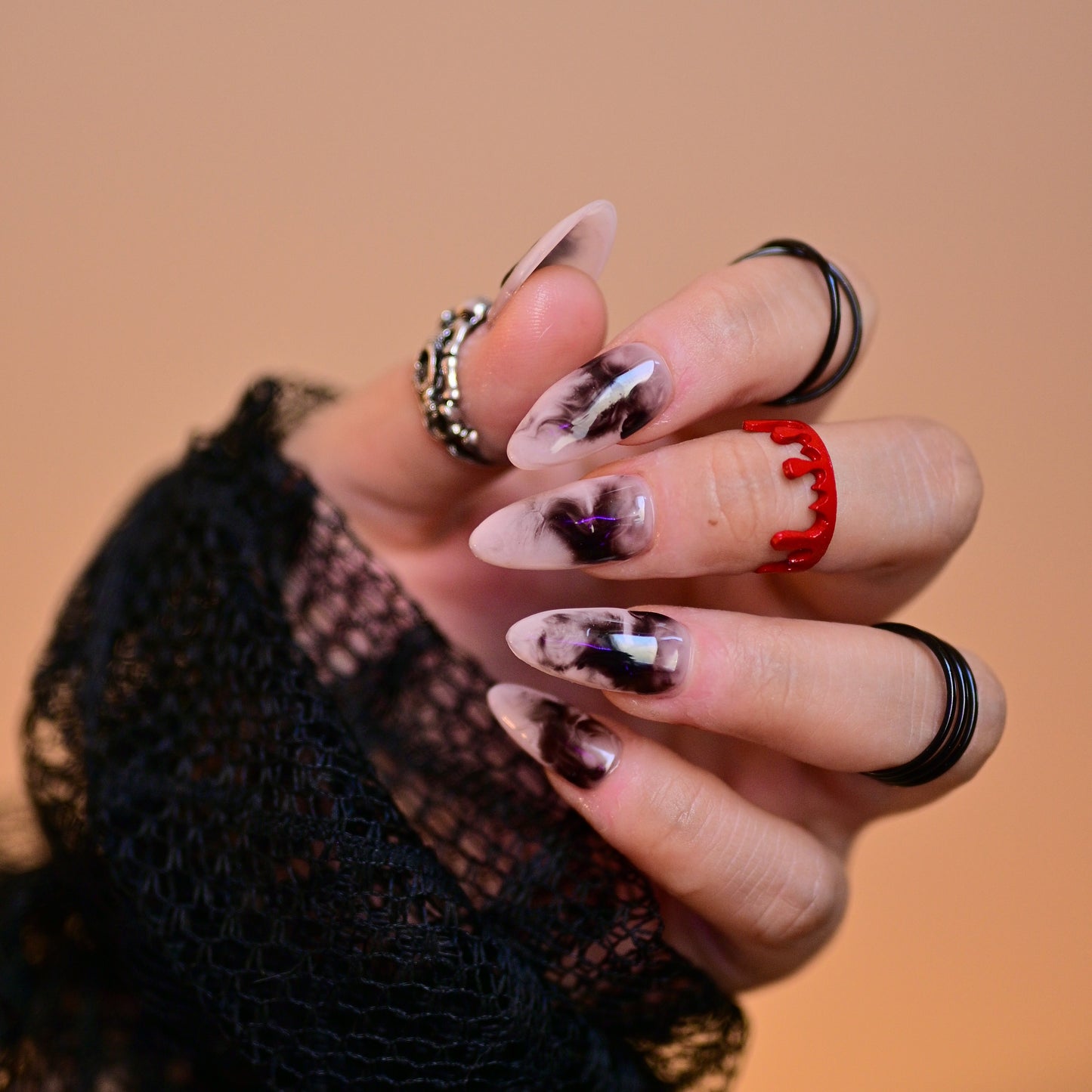 Black Smokey Nails | Little Nails Custom Press on Nails