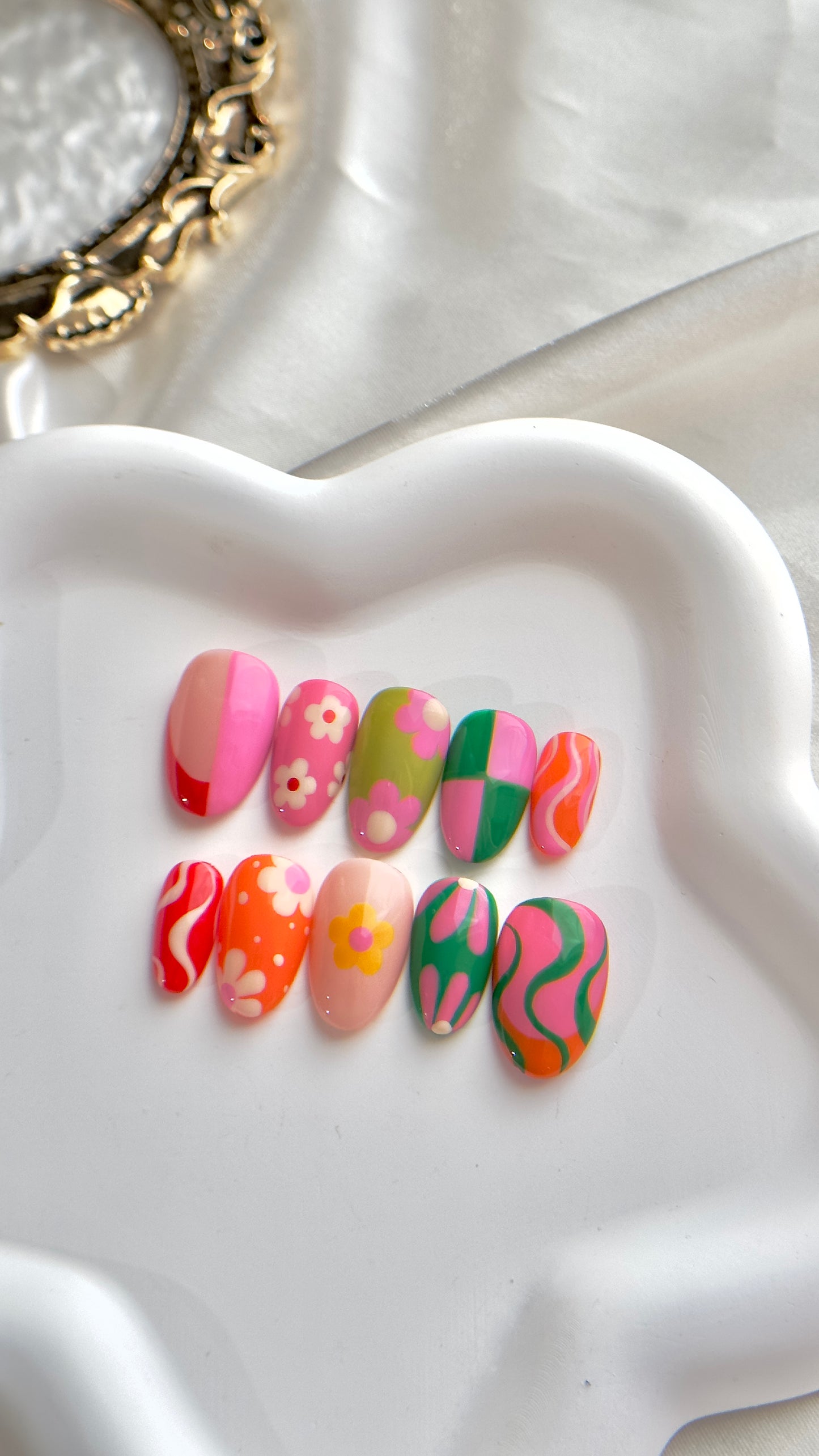 Cozy Retro Fall Nail Set |  Little Nails Custom Press on Nails