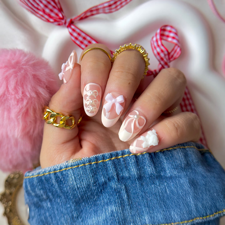 Ballerina and Bows Set | Little Nails Custom Press on Nails